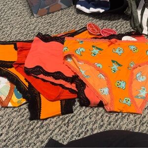 5 pr. Splendies Orange and Red Women's Panties Set